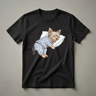 Sleepy Yorkshire Terrier Pajama Graphic T-Shirt for Dog Lovers