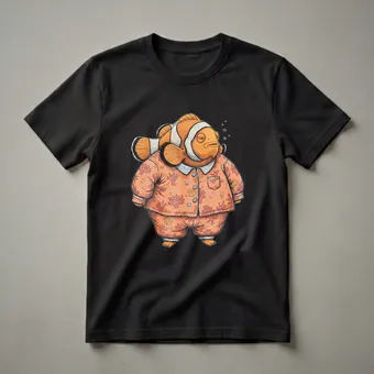Sleepy Clownfish in Pajamas Graphic T-Shirt for Ocean Lovers