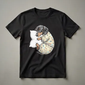Sleepy Dachshund Weiner Dog Pajama Graphic T-Shirt for Dog Lovers