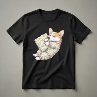 Sleepy Pembroke Welsh Corgi Dog Pajama Graphic T-Shirt for Dog Lovers