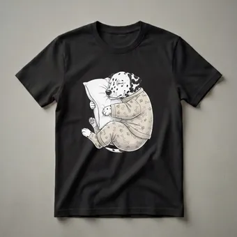 Sleepy Dalmatian Dog in Pajamas Graphic T-Shirt for Dog Lovers