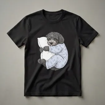Sleepy Portuguese Water Dog Pajama Graphic T-Shirt for Dog Lovers