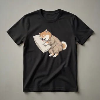 Sleepy Shiba Inu Dog in Pajamas Graphic T-Shirt for Dog Lovers