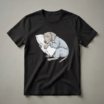 Sleepy Weimaraner Dog in Pajamas Graphic T-Shirt for Dog Lovers