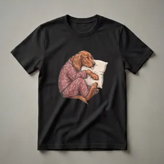 Sleepy Irish Setter Dog in Pajamas Graphic T-Shirt for Dog Lovers