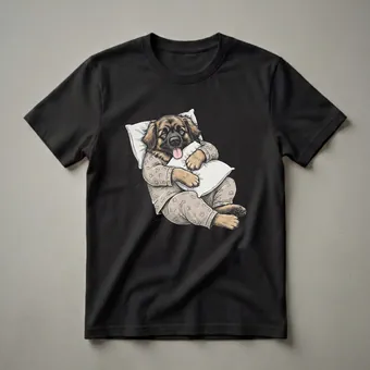Sleepy Leonberger Dog in Pajamas Graphic T-Shirt for Dog Lovers