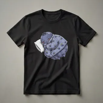Sleepy Blueberry Pajama Graphic T-Shirt for Foodies and Sleep Lovers