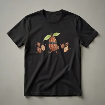 Funny Cocoa Bean Thief Chocolate Humor Graphic T-Shirt