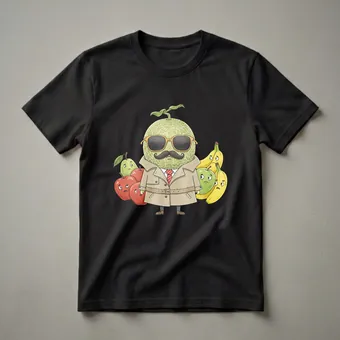 Funny Cantaloupe Detective Graphic T-Shirt for Fruit Lovers