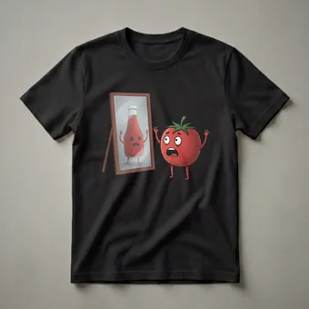 Funny Tomato Ketchup Identity Crisis Graphic T-Shirt