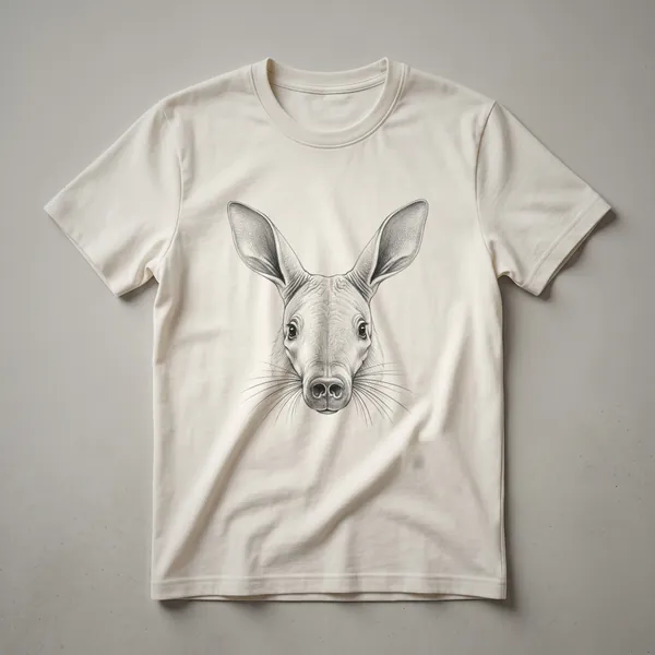 A vintage-style drawing of an anteater's face is featured on this graphic t-shirt, presented in a classic, artistic rendering.