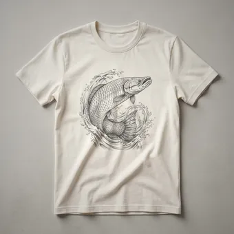 Vintage Arapaima Fish Hand Drawn Art T-Shirt for Anglers and