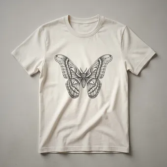 Vintage Atlas Moth Hand Drawn Insect Art T-Shirt for Nature Lovers