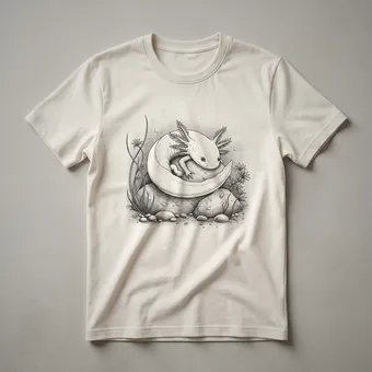 Vintage Axolotl Hand Drawn Art T-Shirt for Amphibian Enthusiasts