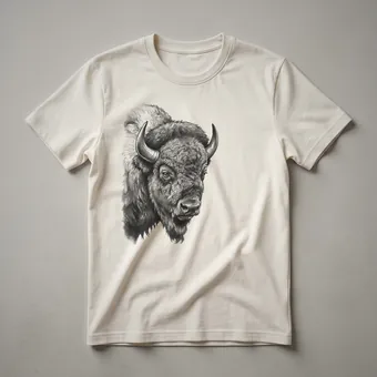 Bison Face Hand Drawn Vintage Art T-Shirt for Wildlife Lovers