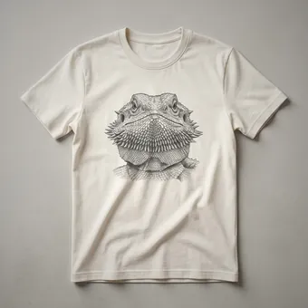 Vintage Hand Drawn Bearded Dragon Face T-Shirt for Reptile Lovers