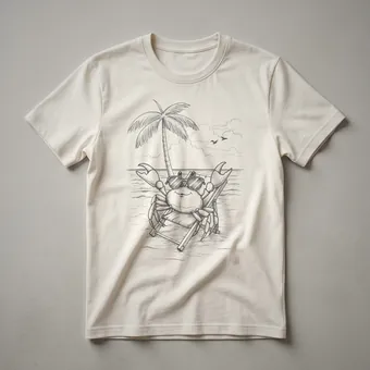 Retro Crab with Sunglasses Beach Chair Graphic T-Shirt for Beach