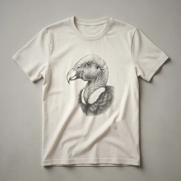 A vintage drawing of a California Condor in flight, depicted on a black t-shirt.
