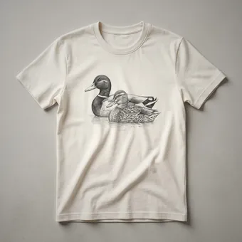 Vintage Mallard Ducks Drawing Art T-Shirt for Bird Lovers