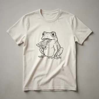 Vintage Frog Eating Pizza Graphic T-Shirt for Foodies