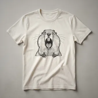 Funny Groundhog Drawing Graphic T-Shirt for Animal Lovers