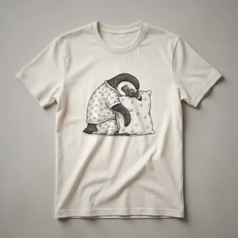 Sleepy Pajama Galapagos Penguin Drawing Art T-Shirt for Animal Lovers
