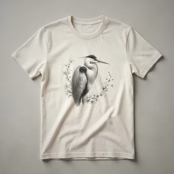 Vintage Heron Line Drawing Graphic T-Shirt for Bird Lovers