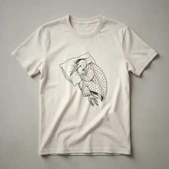 Sleepy Pajama Heron Line Art Graphic T-Shirt for Bird Lovers