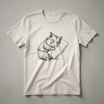 Sleepy Pajama Hamster Vintage Drawing T-Shirt for Pet Lovers