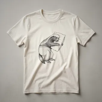 Sleepy Honey Badger Drawing Graphic T-Shirt for Pajama Lovers