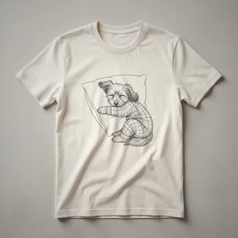 Sleepy Pajama Havanese Dog Line Art T-Shirt for Dog Lovers