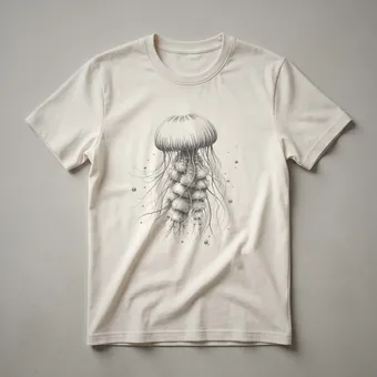 Vintage Jellyfish Line Drawing T-Shirt for Marine Life Enthusiasts