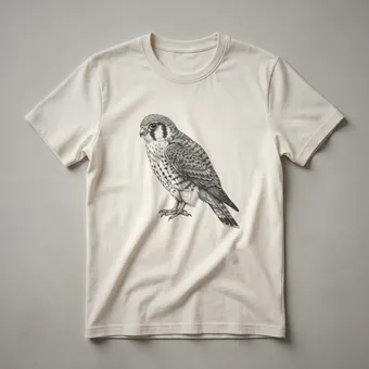 Vintage Kestrel Bird of Prey Drawing Graphic T-Shirt for Bird Lovers