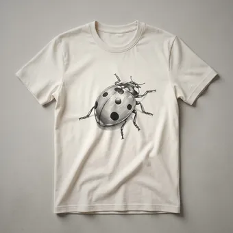 Vintage Ladybug Drawing Art T-Shirt for Nature Lovers