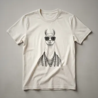 Cool Llama Wearing Sunglasses Vintage Drawing Graphic T-Shirt
