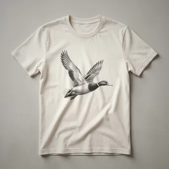 Vintage Mallard Duck in Flight Line Art T-Shirt for Bird Lovers