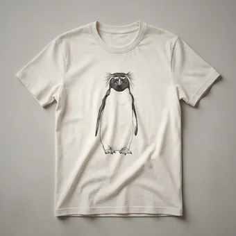 Macaroni Penguin Vintage Line Drawing T-Shirt for Wildlife Enthusiasts