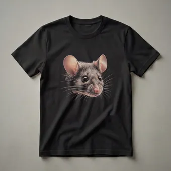 Realistic Mouse Portrait Drawing Wildlife Art T-Shirt for Nature