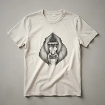 Vintage Mandrill Face Line Art T-Shirt for Primate Enthusiasts
