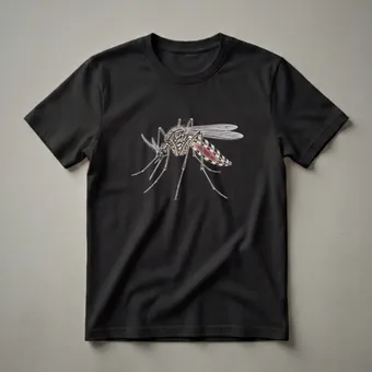 Detailed Mosquito Insect Graphic T-Shirt for Wildlife Enthusiasts