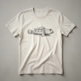 Vintage Mudskipper Fish Line Drawing T-Shirt for Marine Life