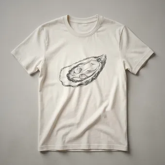 Vintage Oyster Shell Line Drawing Graphic T-Shirt for Seafood Lovers