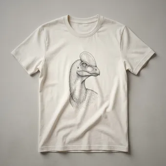 Vintage Oviraptor Dinosaur Drawing T-Shirt for Paleontology Fans