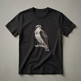 Osprey Bird of Prey Drawing Graphic T-Shirt for Wildlife Enthusiasts