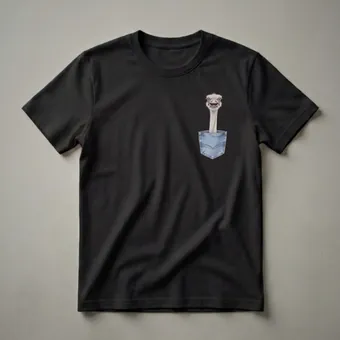 Funny Peeking Ostrich in Pocket Graphic T-Shirt for Animal Lovers