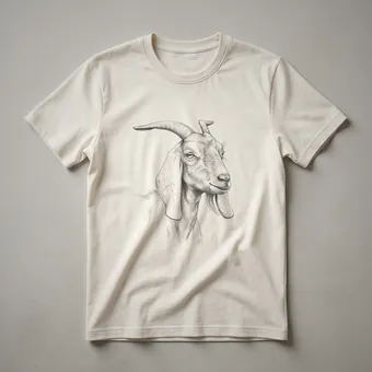 Vintage Nubian Goat Line Drawing T-Shirt for Wildlife Enthusiasts