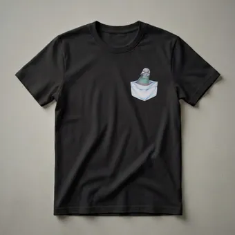 Funny Pocket Peeking Pigeon Drawing Art T-Shirt for Bird Lovers