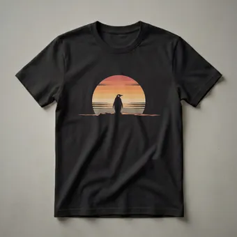 Vintage Penguin Retro Sunset Graphic T-Shirt for Wildlife Lovers