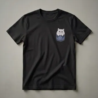 Pocket Peeking Persian Cat Graphic T-Shirt for Cat Lovers