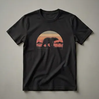 Polar Bear Vintage Sunset Graphic T-Shirt for Wildlife Lovers